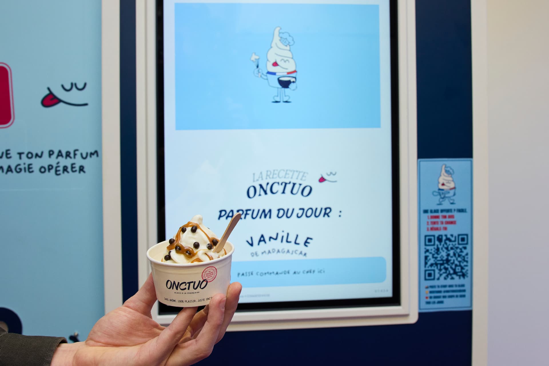 Expérience Onctuo autour d’une machine de glace en libre-service