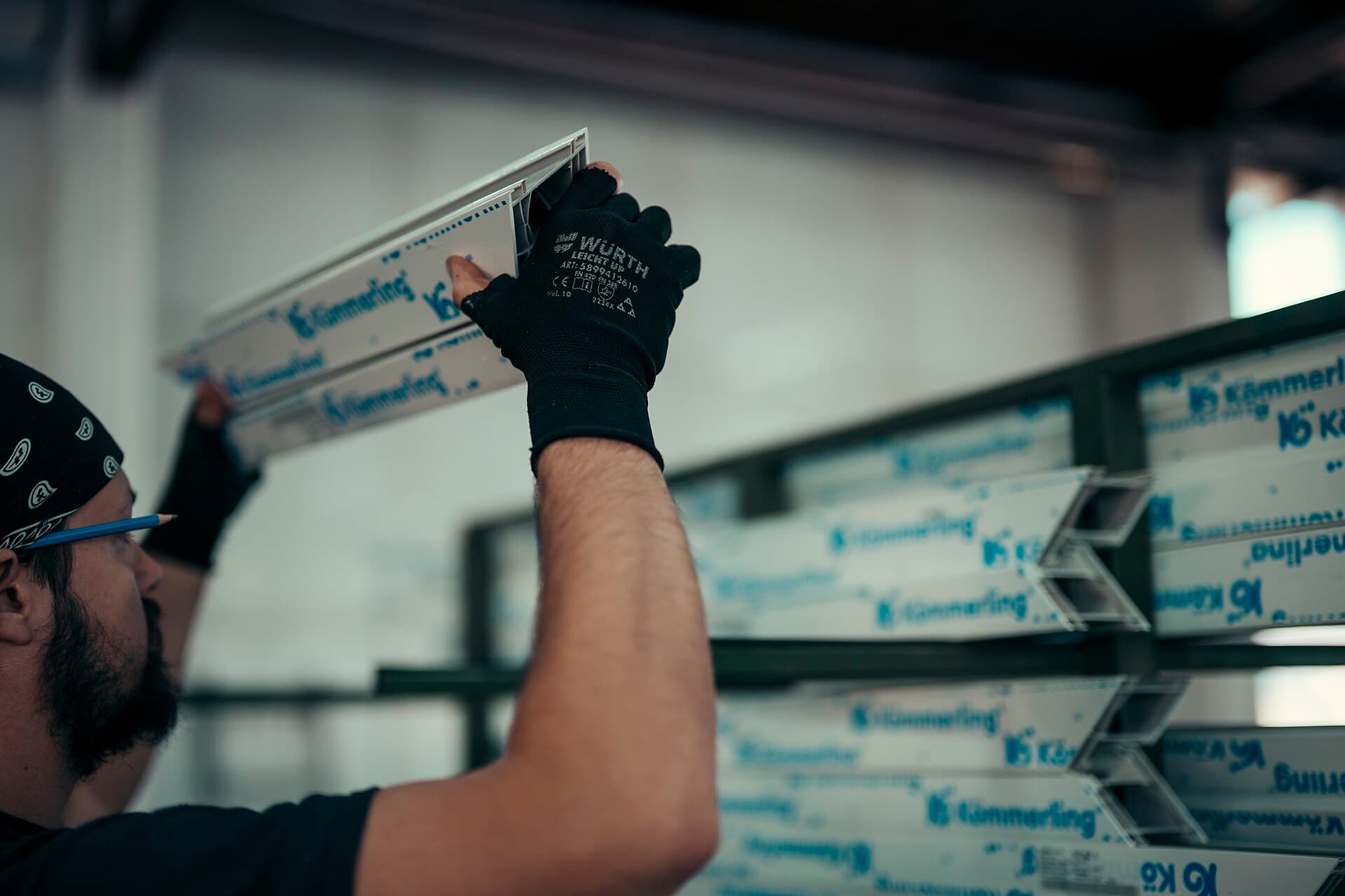 Operator checking equipment in an industrial environment