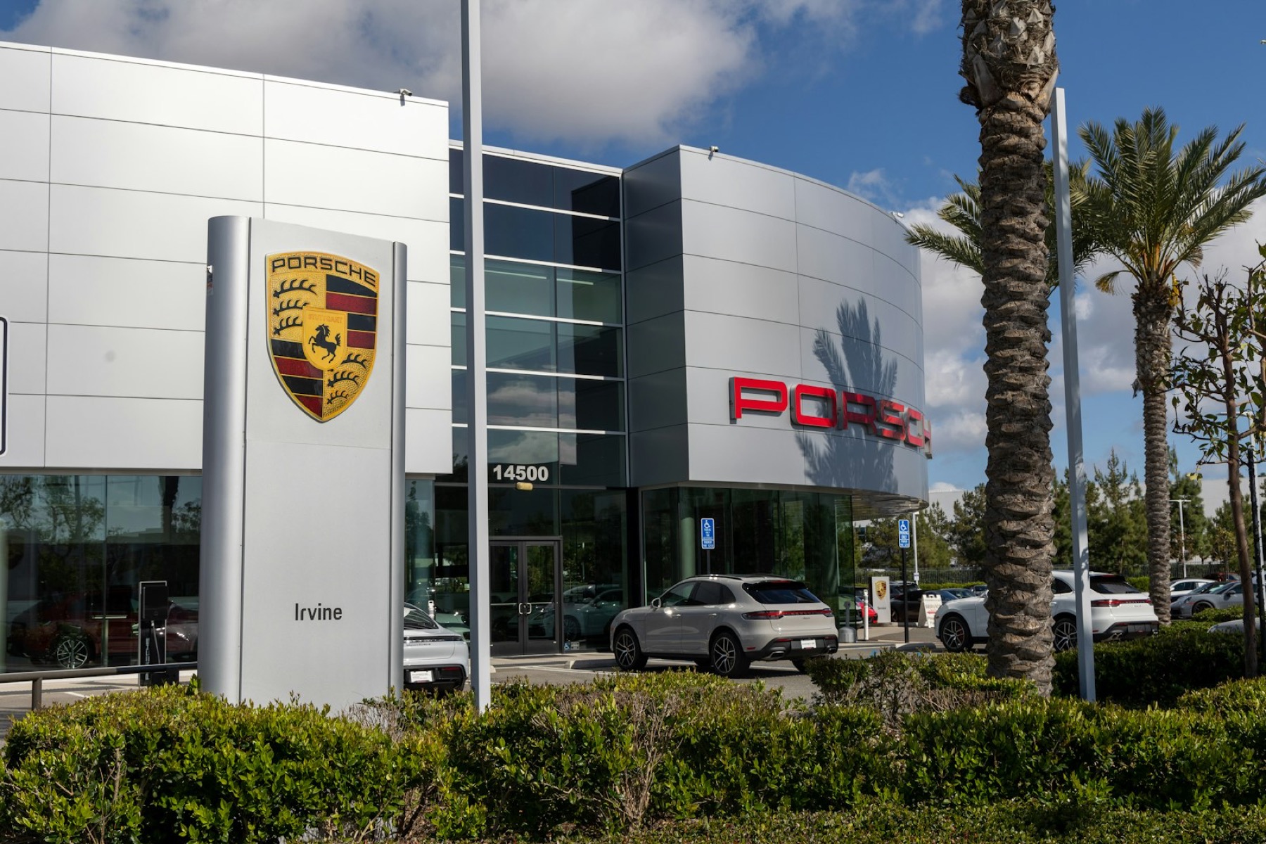 Modern car dealership to illustrate a dealer portal
