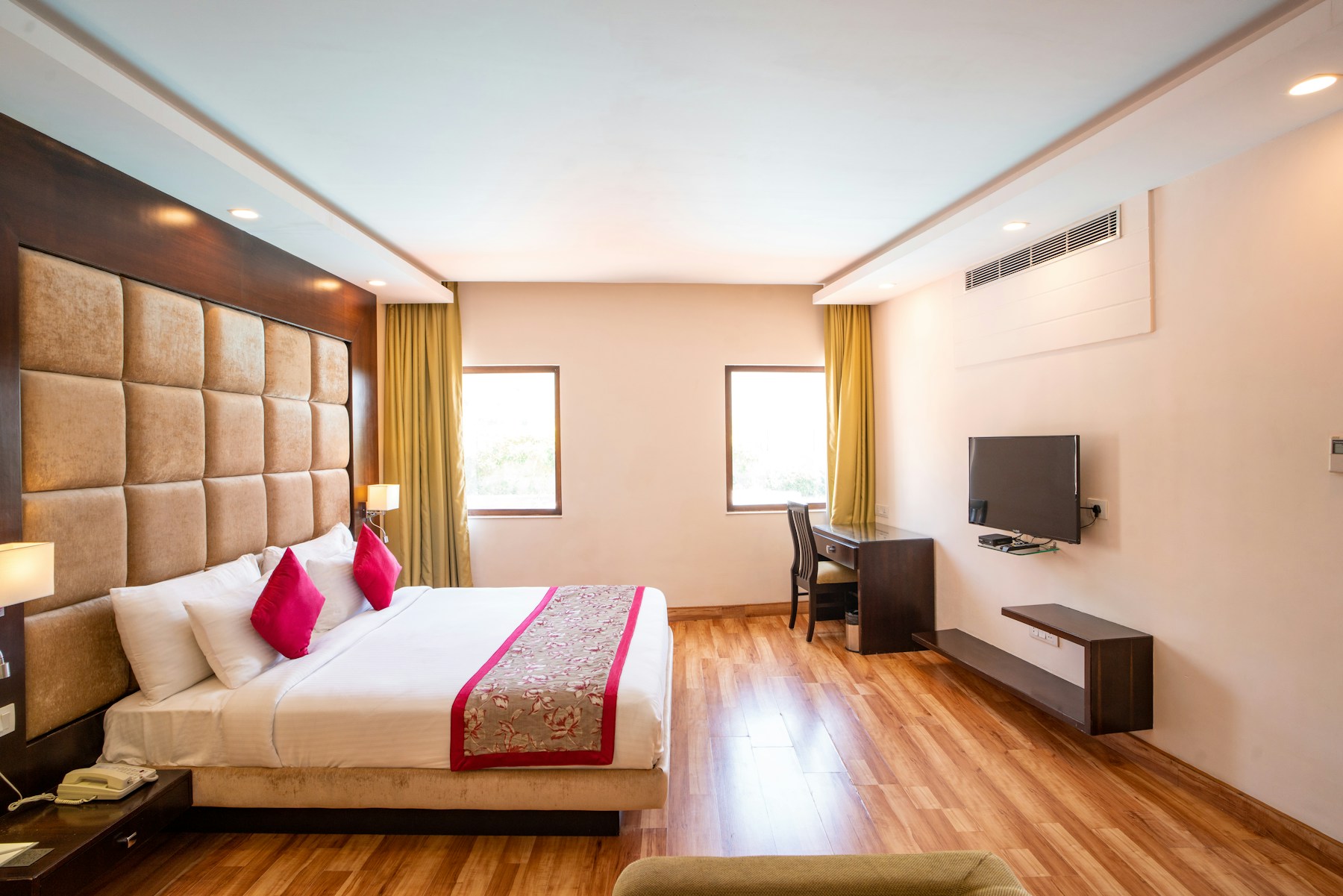 Modern hotel room to illustrate hospitality customer relationship management